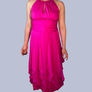 Carmen Marc Valvo, Silk Dress, Fuchsia, US Size 10